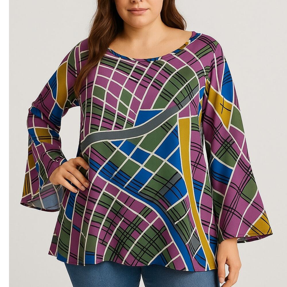 2/$30 NWT Ashley Stewart Ruffle Bell Sleeve Blouse Plus Size 14/16